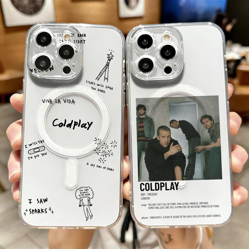 Phone Cases Iphone 17 - Capa de Celular Transparente Magnética C-Coldplay