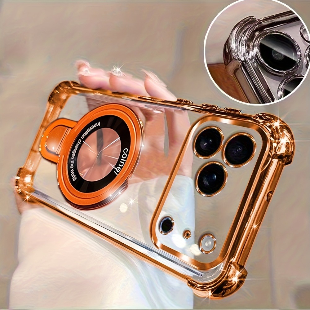 Ring Stand Case - Capa de Telefone Luxuosa Transparente com