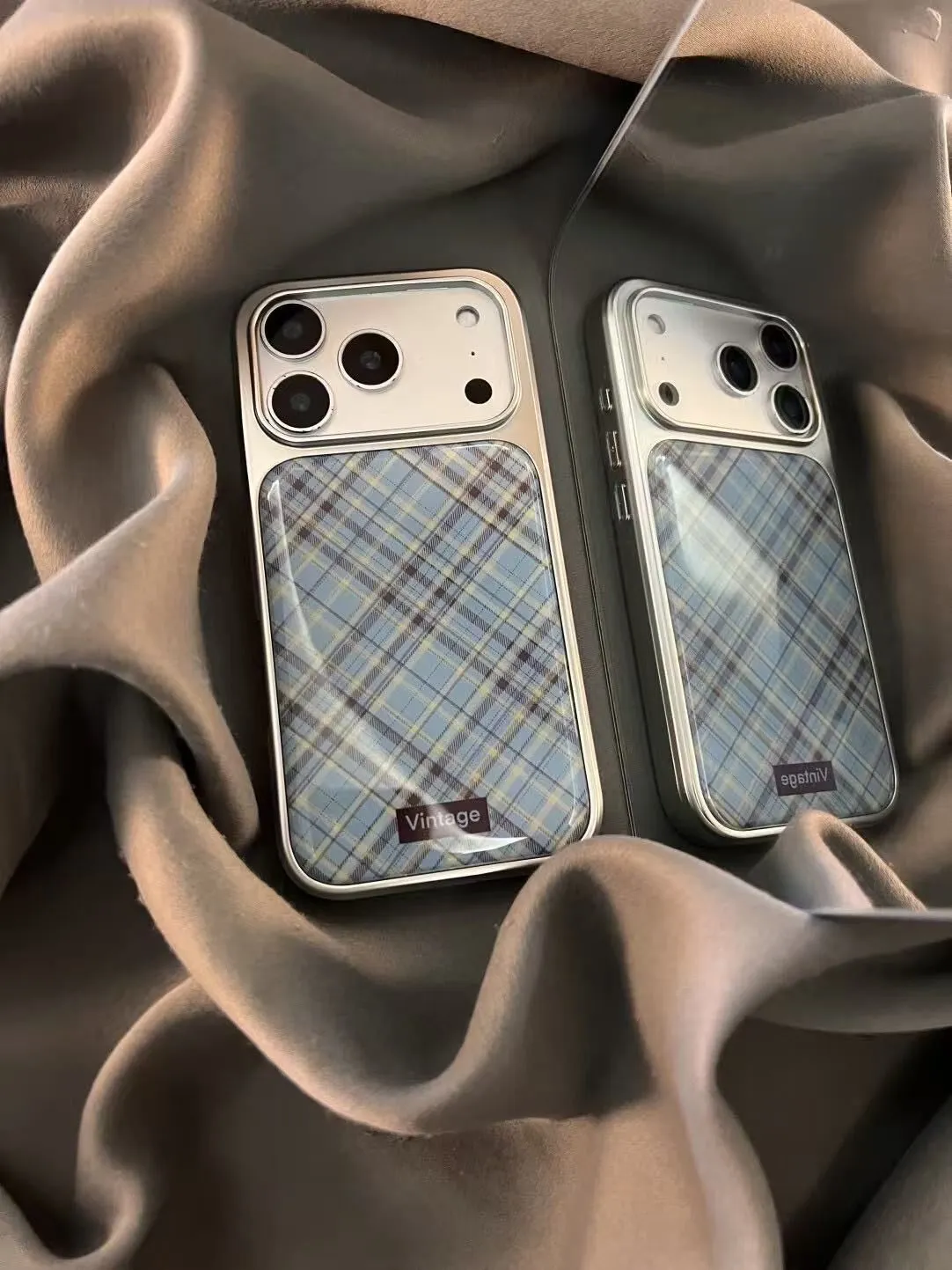 Phone Cases Brown - Japonês e coreano ins retro azul