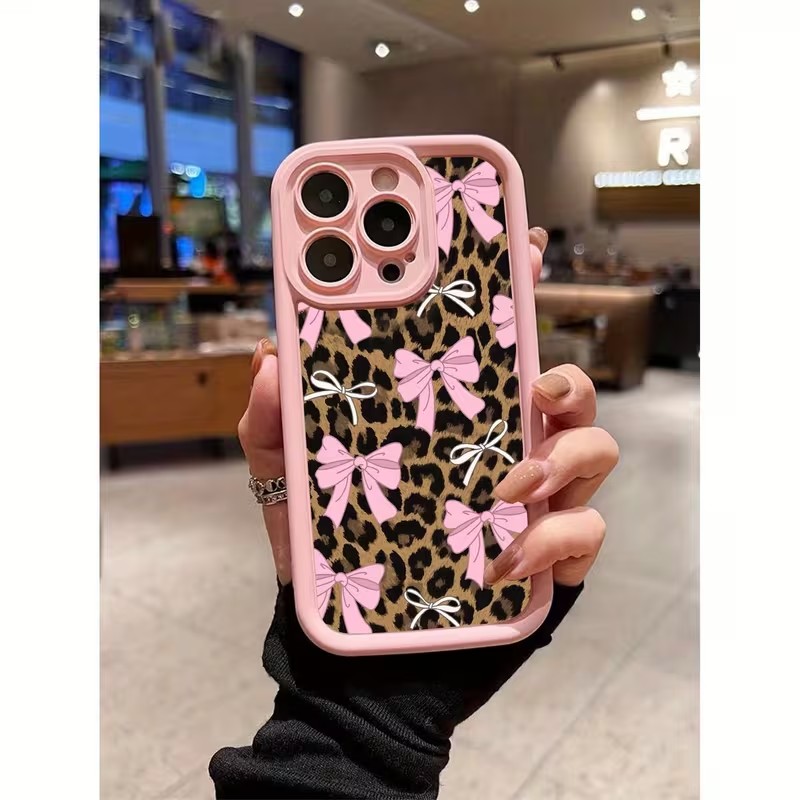 Phone Cases Leopard Print - Capa de Celular Antichoque com Laço