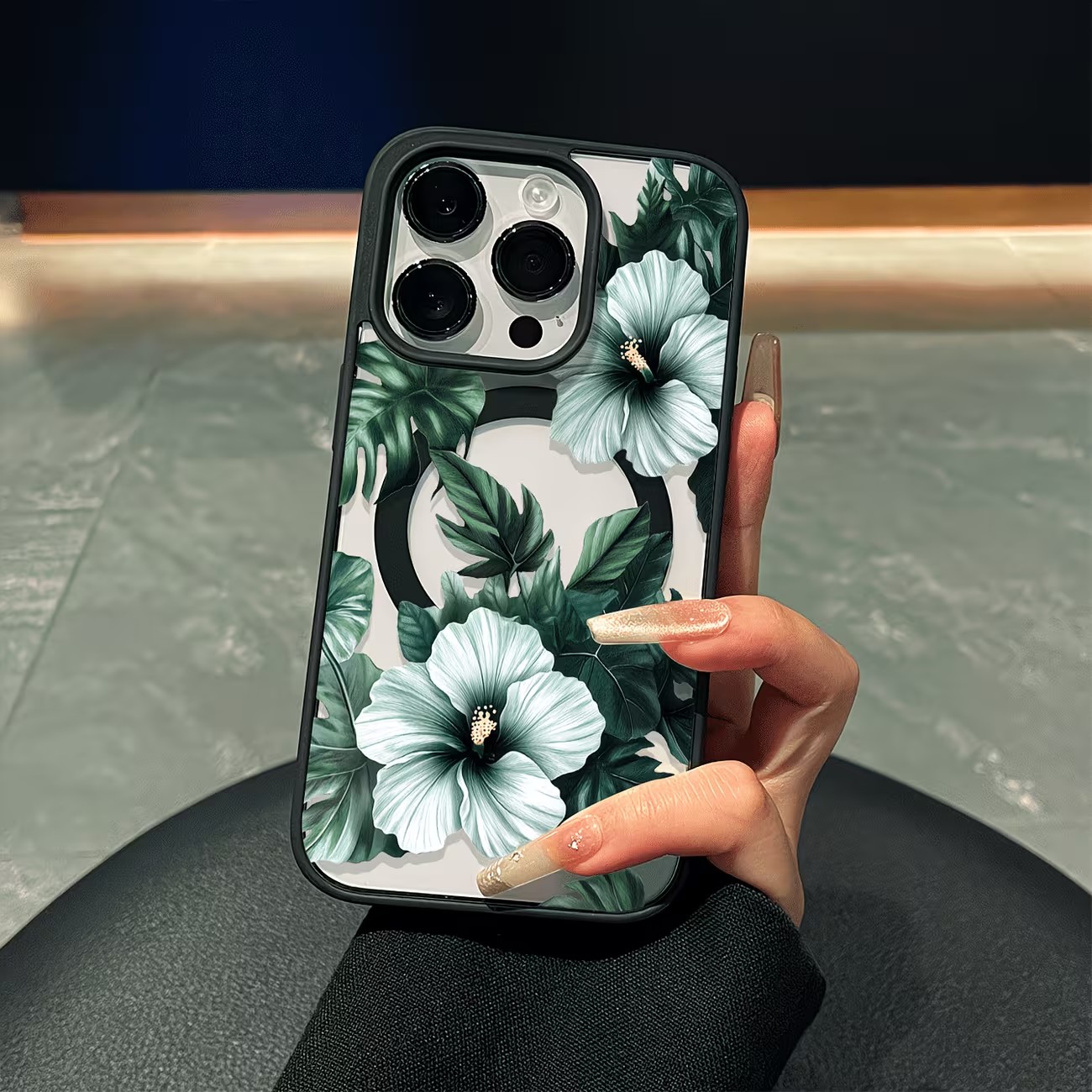 Phone Cases Magsafe - Capa Magnética Transparente com Estampa Floral