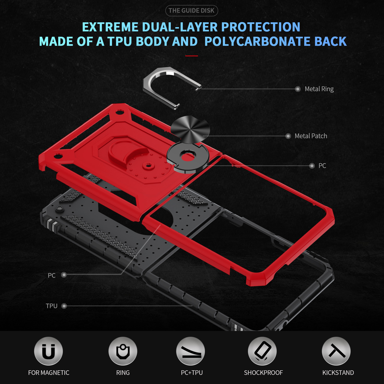 Capa de telefone à prova de ch - Ring Stand Case avaliação e preço