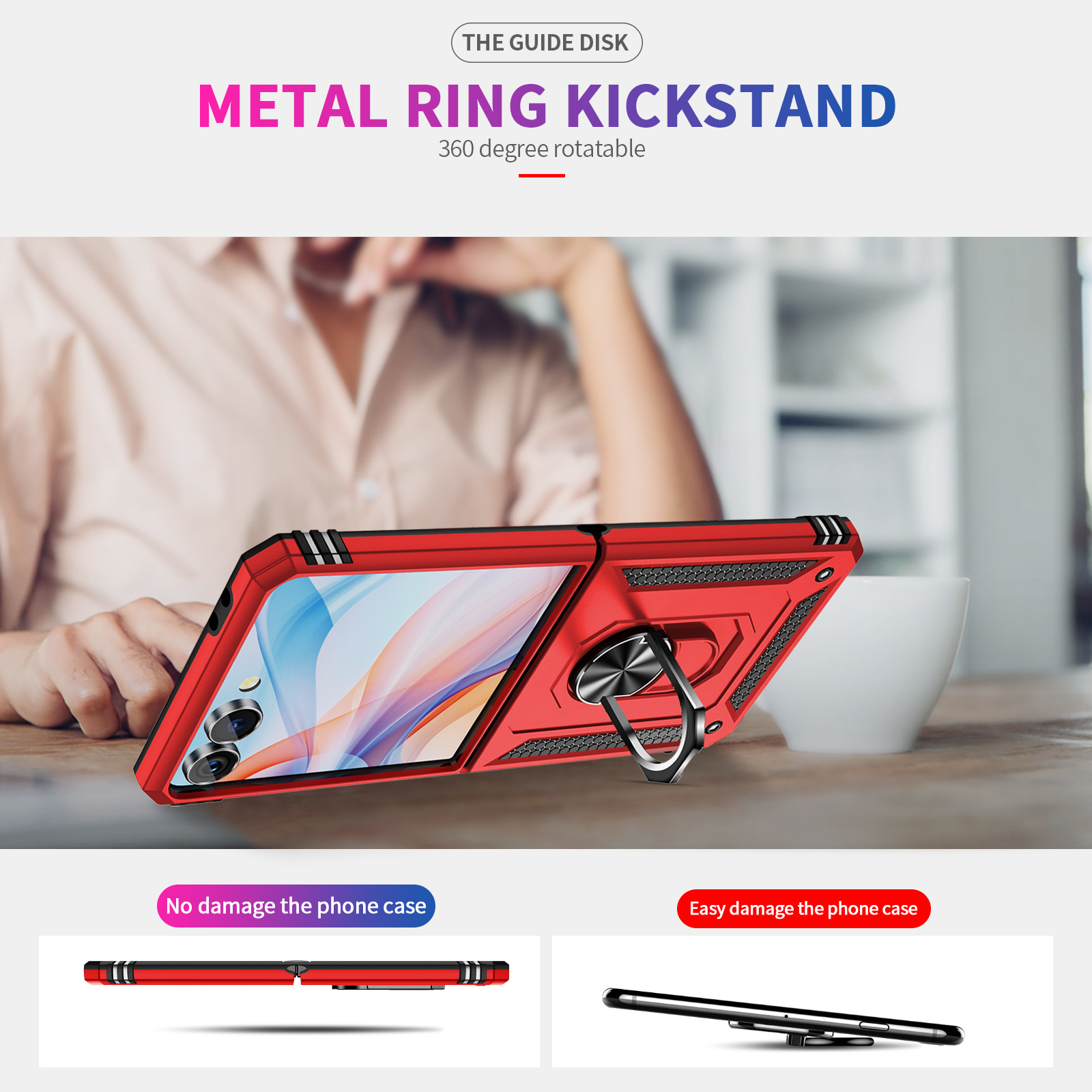 Capa de telefone à prova de ch - Ring Stand Case avaliação e preço