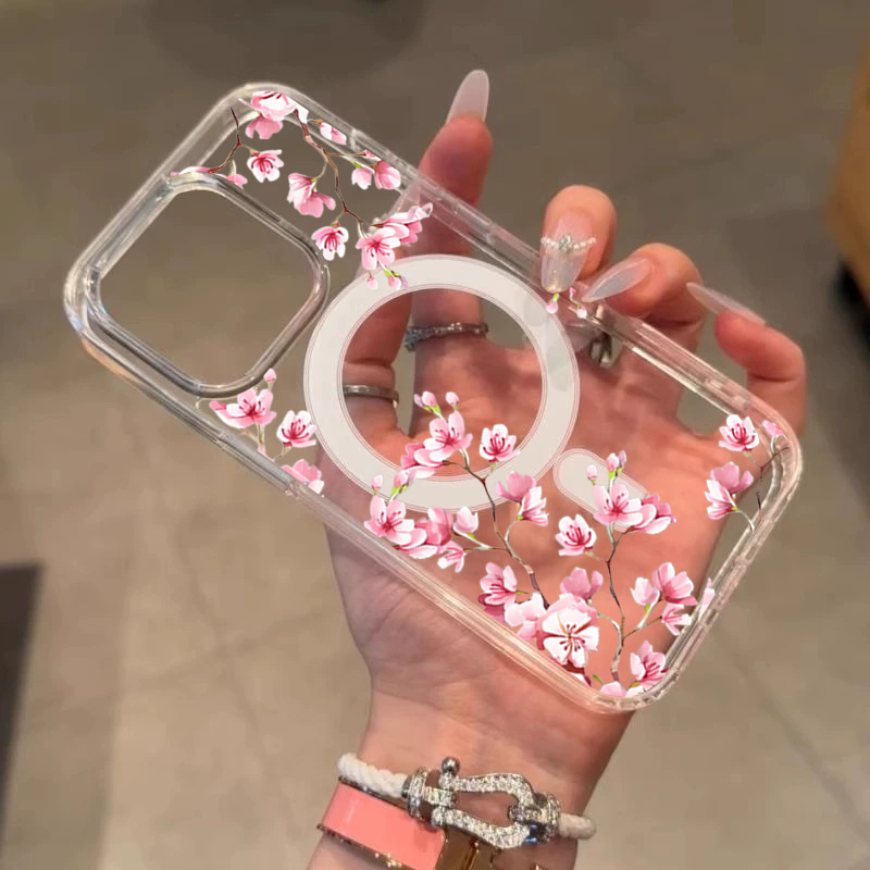 Capa Luxuosa Rosa INS com Flor - Phone Cases Magsafe avaliação e preço
